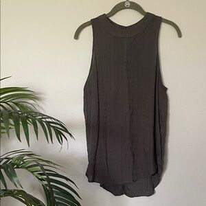 Final Touch Grey/Black Mock Neck Sleeveless Top High Low Tank Top Size Medium
